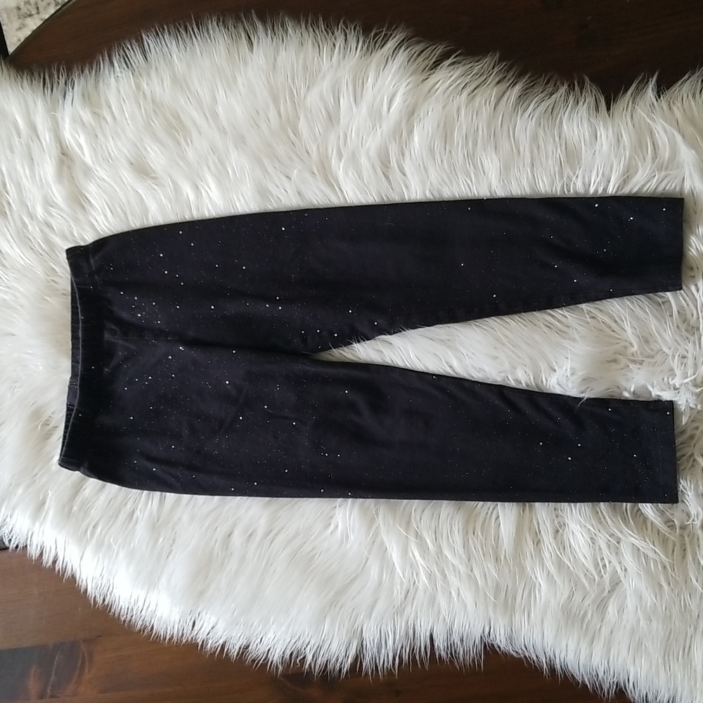Arizona Black Leggings with Silver Sparkles, Size 6-6X